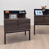 NERO Walnut Meja Samping Tempat Tidur Berkaki Baja