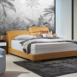 FLIQ Rangka Tempat Tidur Kulit dengan Sandaran Kepala Fleksibel (Flip-Up)