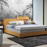 FLIQ Rangka Tempat Tidur Kulit dengan Sandaran Kepala Fleksibel (Flip-Up)
