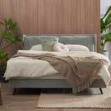 WING Rangka Tempat Tidur Kain dengan Sarung Headboard yang Dapat Dilepas