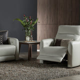 PENNA  Sofa Kulit Recliner Motorized dengan Sandaran Kepala yang Fleksibel