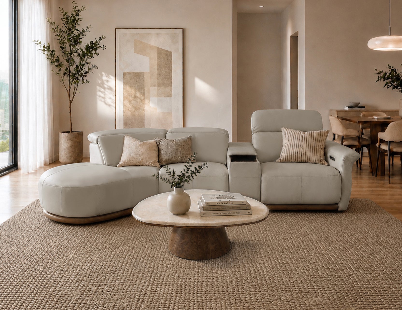 ASHER Sofa Kulit Modular Motorized Ukuran Besar