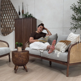 NASH Sofa Kain dengan Anyaman Rotan