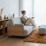 HEMMA Sofa Bed Kain dengan Kaki Baja