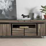 TETRA Meja TV Kayu Walnut dengan Permukaan Kaca