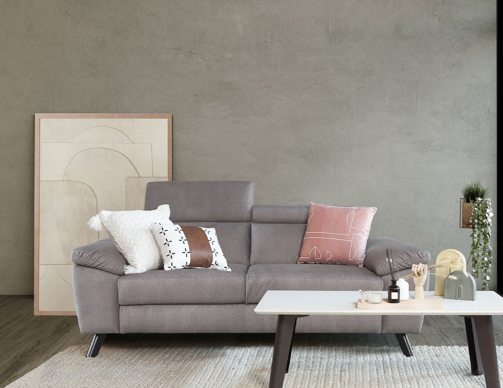 Sofa MARVIN Modular Kain dengan Sandaran Kepala yang Dapat Disesuaikan
