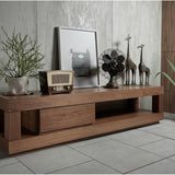 MAX Meja TV Penyimpanan dengan Aksen Kayu Walnut