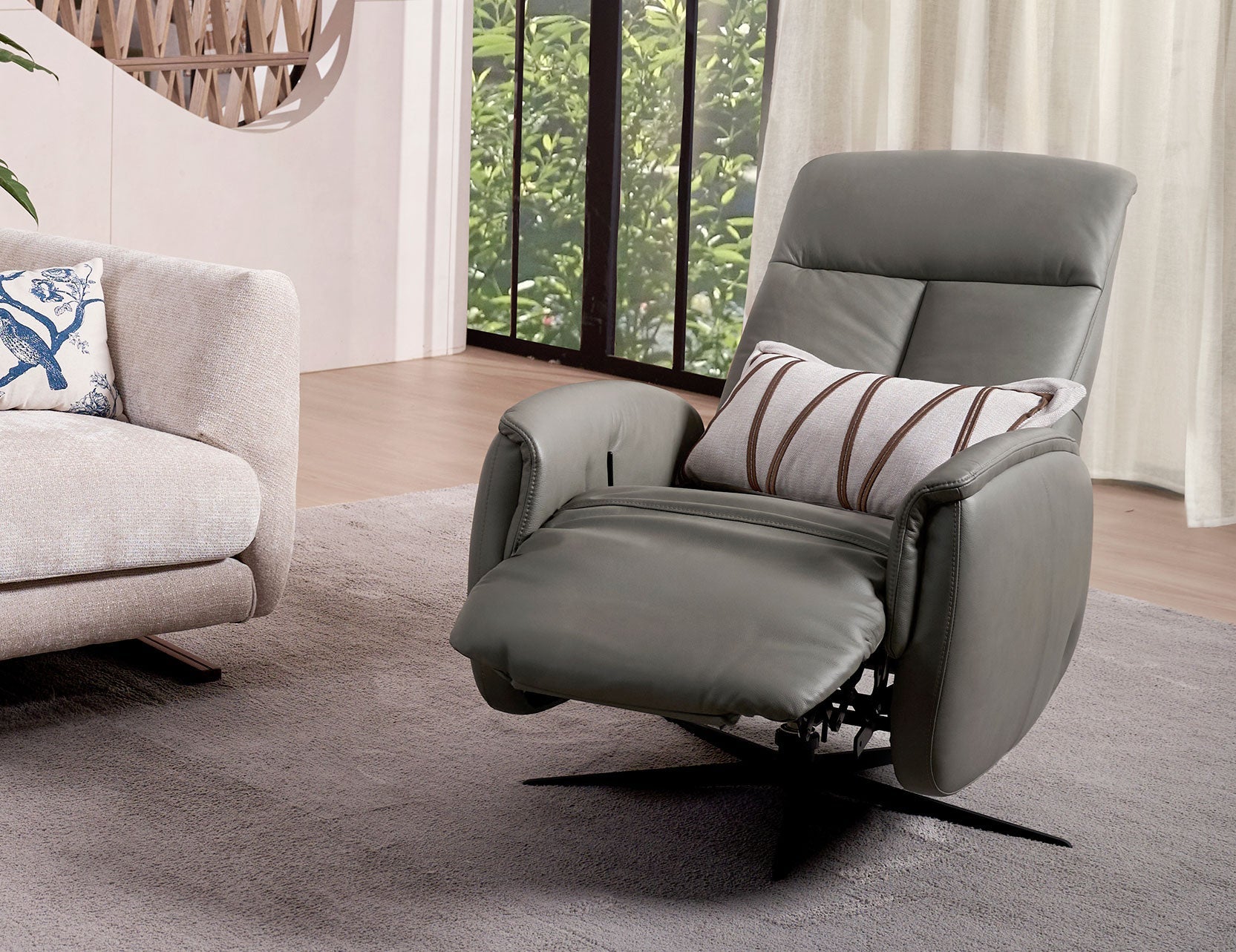 BERG Sofa Berlengan Recliner Manual Kulit Penuh